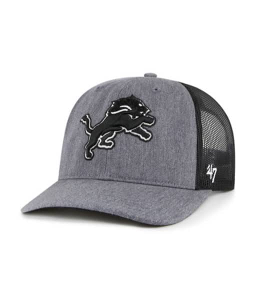 Detroit Lions 47 Brand Charcoal Carbon Trucker Mesh Snapback Hat