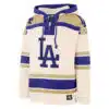 Los Angeles Dodgers Men's 47 Brand Cream Pullover Jersey Hoodie