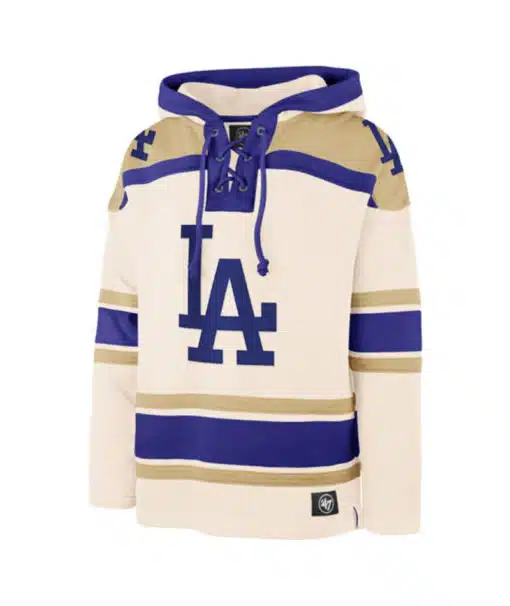 Los Angeles Dodgers Men's 47 Brand Cream Pullover Jersey Hoodie