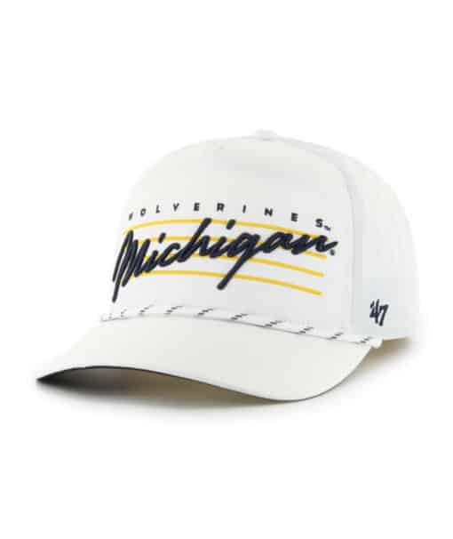 Michigan Wolverines 47 Brand White Downburst Hitch Snapback Hat