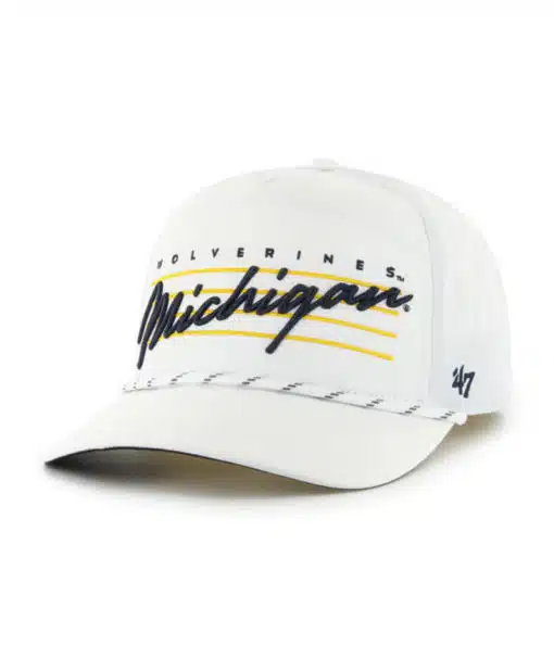 Michigan Wolverines 47 Brand White Downburst Hitch Snapback Hat