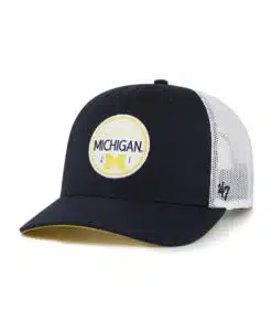 Michigan Wolverines 47 Brand Navy Midland White Mesh Trucker Snapback Hat
