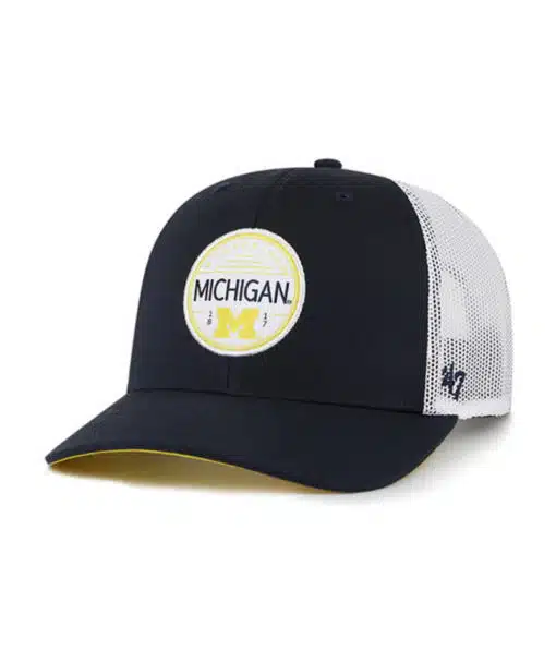 Michigan Wolverines 47 Brand Navy Midland White Mesh Trucker Snapback Hat