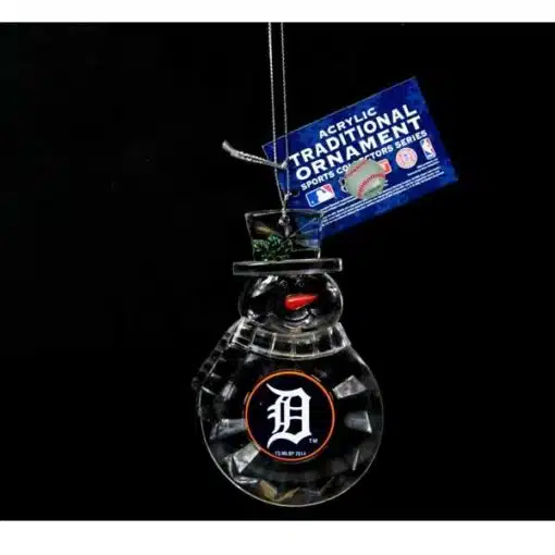 Detroit Tigers Acrylic Snowman Ornament