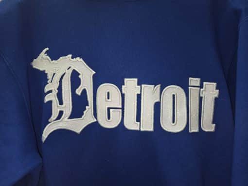 Detroit Michigan D SPARKLE Unisex Blue Pullover Hoodie - Image 2