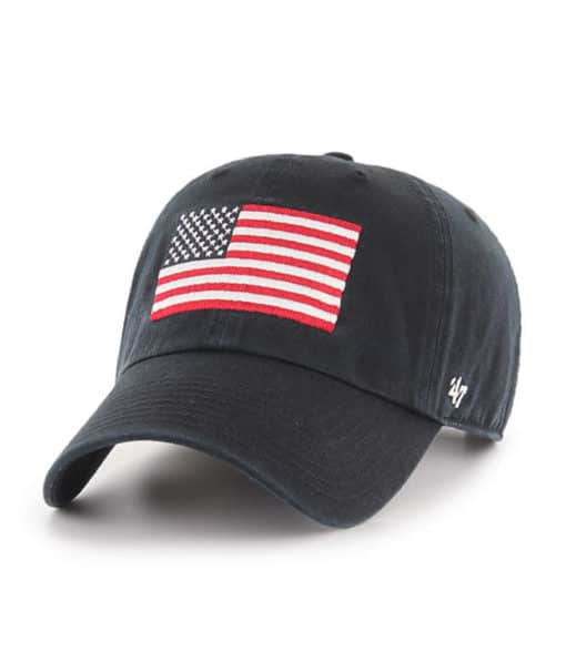 Wichita State Shockers OHT 47 Brand Black Clean Up Adjustable USA Flag Hat