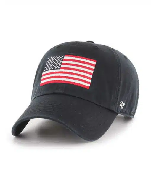 Wichita State Shockers OHT 47 Brand Black Clean Up Adjustable USA Flag Hat