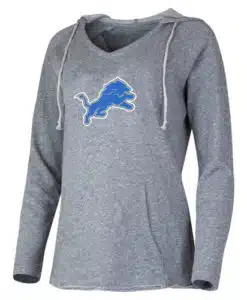 Detroit Lions Ladies Mainstream Gray Terry Pullover Hoodie
