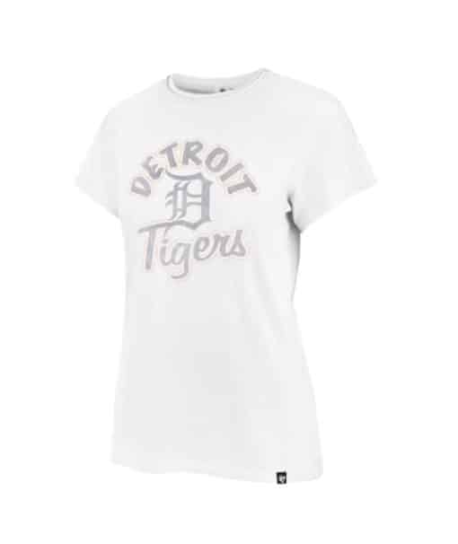Detroit Tigers Women's 47 Brand White Wash Frankie T-Shirt Tee