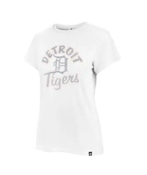 Detroit Tigers Women's 47 Brand White Wash Frankie T-Shirt Tee