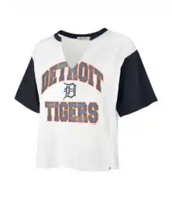 Detroit Tigers Women's 47 Brand Sandstone Dolly Crop T-Shirt Tee