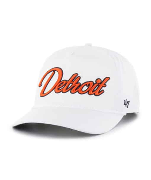 Detroit Tigers 47 Brand White Overhand Hitch Snapback Hat - Image 2