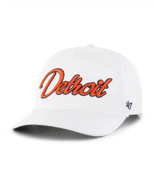 Detroit Tigers 47 Brand White Overhand Hitch Snapback Hat - Image 2