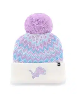 Detroit Lions Women's 47 Brand White Light Purple Elsa Cuff Knit Hat