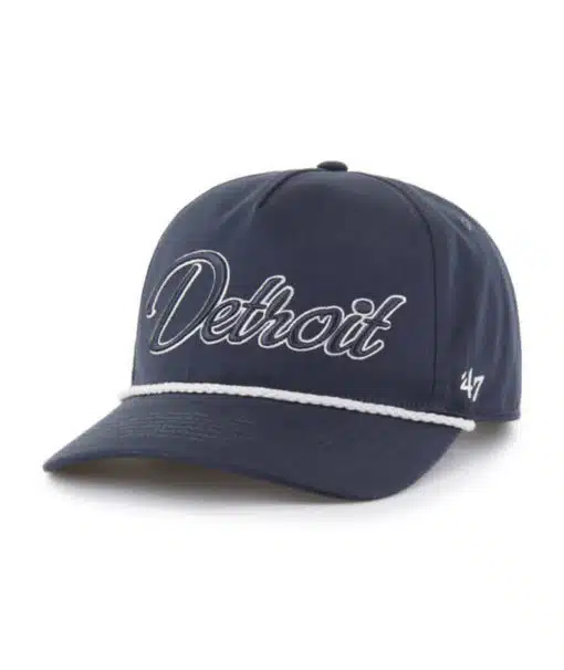 Detroit Lions 47 Brand Vintage Navy Overhand TT Hitch Snapback Hat - Image 3