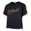 Detroit Tigers Women's 47 Brand Crop Atlas Blue Wordmark T-Shirt Tee