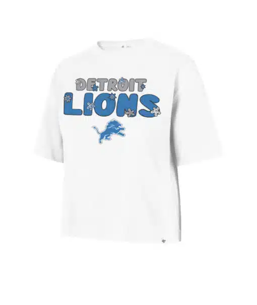 Detroit Tigers Women's 47 Brand Crop White Flower Power City T-Shirt Tee