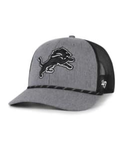 Detroit Lions 47 Brand Charcoal Carbon Rope Trucker Mesh Adjustable Hat