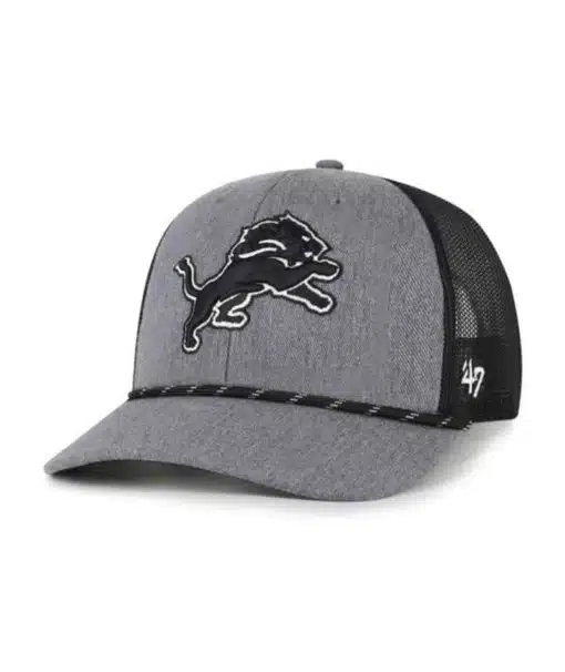 Detroit Lions 47 Brand Charcoal Carbon Rope Trucker Mesh Adjustable Hat