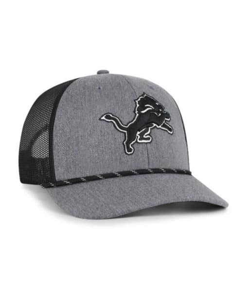 Detroit Lions 47 Brand Charcoal Carbon Rope Trucker Mesh Adjustable Hat - Image 2