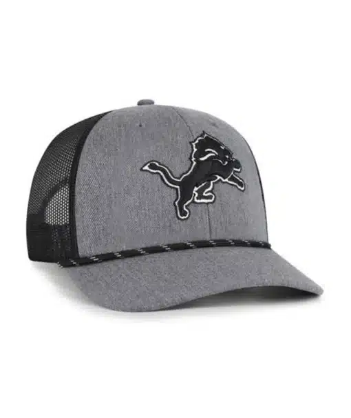 Detroit Lions 47 Brand Charcoal Carbon Rope Trucker Mesh Adjustable Hat - Image 2
