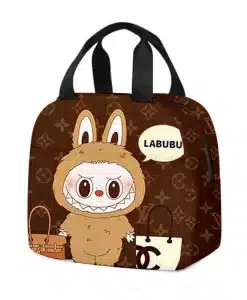 LABUBU Brown Cute Monster Printed Insulated Lunch Bag